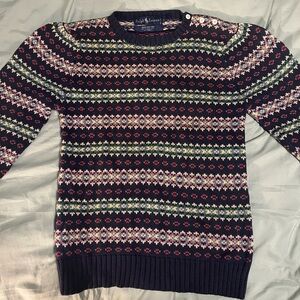 Ralph Lauren Navy Fair Isle Crew Neck Sweater